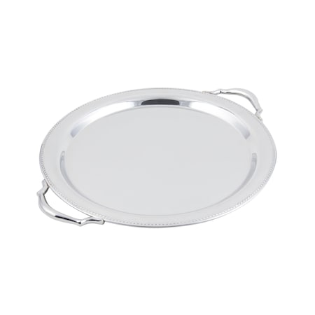 Bon Chef Round Tray W/Handle & Etching & Bead Border  15" Dia. 61335